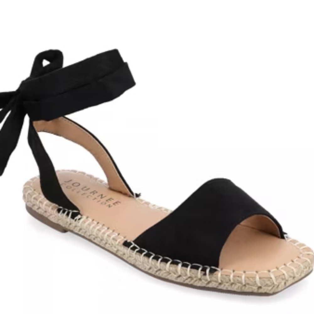 Journee Black Espadrille Sandals Woman's 8W